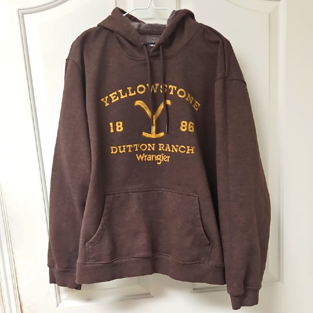 Wrangler Brown Yellowstone Hoodie with Yellow Print